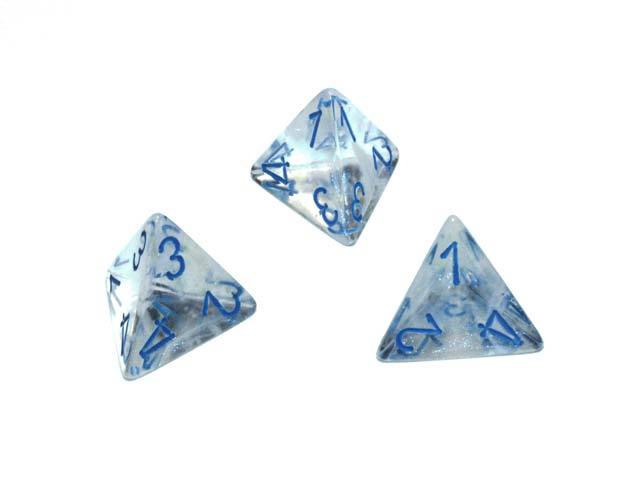 Luminary Borealis 18mm 4 Sided D4 Dice, 6 Piece - Icicle with Light Blue Numbers