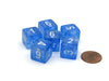 Borealis 15mm 6 Sided D6 Chessex Dice, 6 Pieces - Sky Blue with White Numbers
