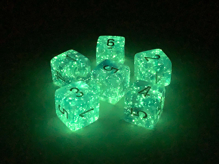 Luminary Borealis 15mm 6 Sided D6 Dice, 6 Pieces - Purple with White Numbers