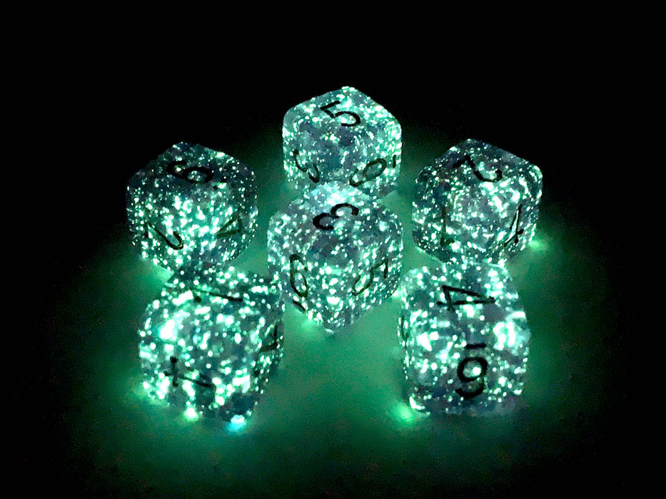 Luminary Borealis 15mm 6 Sided D6 Dice, 6 Piece - Royal Purple with Gold Numbers