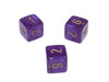 Luminary Borealis 15mm 6 Sided D6 Dice, 6 Piece - Royal Purple with Gold Numbers
