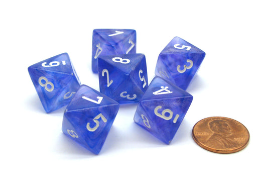 Borealis 15mm 8 Sided D8 Chessex Dice, 6 Pieces - Purple with White