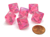 Borealis 15mm 8 Sided D8 Chessex Dice, 6 Pieces - Pink with Silver