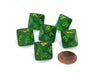 Borealis 15mm D8 Chessex Dice, 6 Pieces - Maple Green with Yellow Numbers