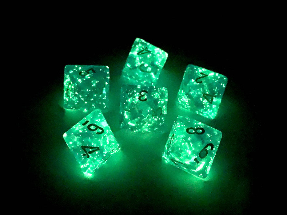 Luminary Borealis 15mm 8 Sided D8 Dice, 6 Pieces - Purple with White Numbers