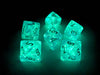 Luminary Borealis 15mm 8 Sided D8 Dice, 6 Pieces - Sky Blue with White Numbers