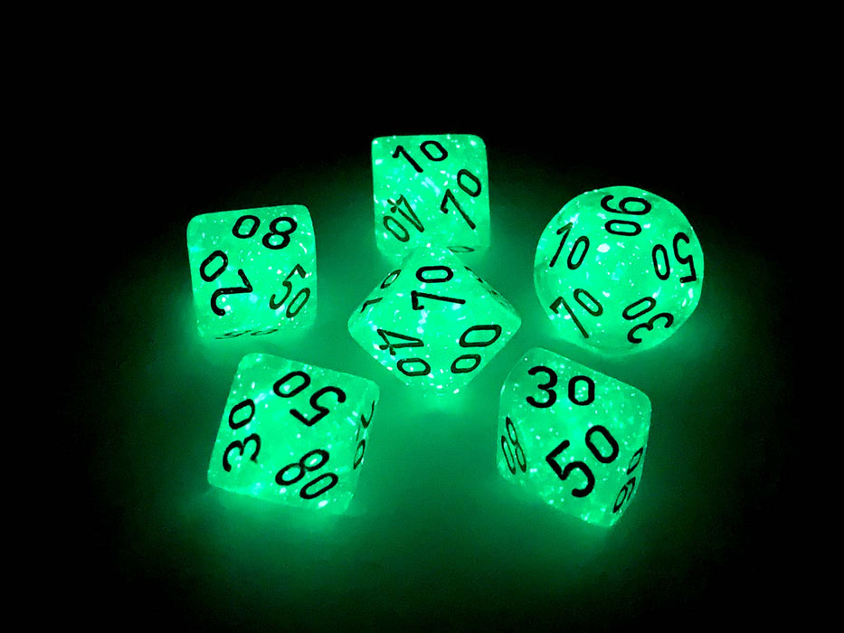 Luminary Borealis 16mm Tens D10 (00-90) Dice, 6 Pieces - Light Green with Gold