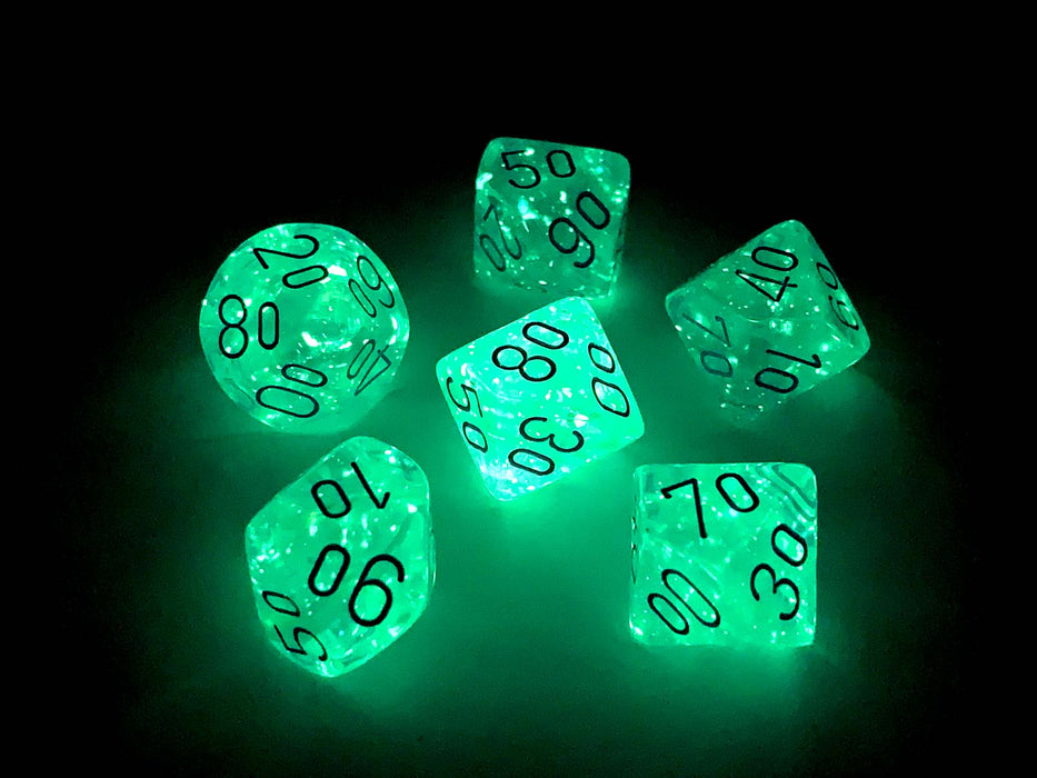 Luminary Borealis 16mm Tens D10 (00-90) Dice, 6 Pieces - Icicle with Light Blue