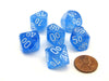 Luminary Borealis 16mm Tens D10 (00-90) Dice, 6 Pieces - Sky Blue with White