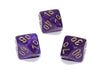 Luminary Borealis 16mm Tens D10 (00-90) Dice, 6 Pieces - Royal Purple with Gold