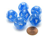 Borealis 18mm 12 Sided D12 Chessex Dice, 6 Pieces - Sky Blue with White