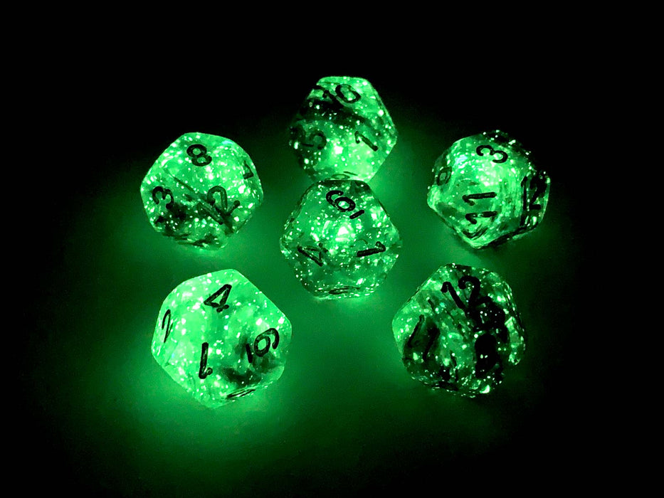 Luminary Borealis 18mm D12 Dice, 6 Pieces - Light Smoke with Silver Numbers