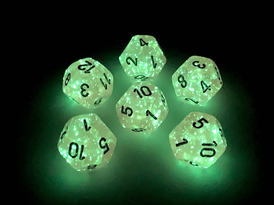 Luminary Borealis 18mm 12 Sided D12 Dice, 6 Pieces - Pink with Silver Numbers