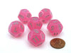 Luminary Borealis 18mm 12 Sided D12 Dice, 6 Pieces - Pink with Silver Numbers