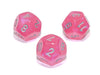 Luminary Borealis 18mm 12 Sided D12 Dice, 6 Pieces - Pink with Silver Numbers