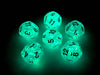 Luminary Borealis 18mm 12 Sided D12 Dice, 6 Pieces - Teal with Gold Numbers