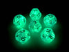 Luminary Borealis 18mm 12 Sided D12 Dice, 6 Pieces - Sky Blue with White Numbers