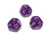 Luminary Borealis 18mm D12 Dice, 6 Pieces - Royal Purple with Gold Numbers