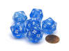 Borealis 20 Sided D20 Chessex Dice, 6 Pieces - Sky Blue with White Numbers