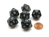 Borealis 20 Sided D20 Chessex Dice, 6 Pieces - Smoke with Silver Numbers