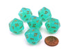Luminary Borealis 20 Sided D20 Dice, 6 Pieces - Light Green with Gold Numbers