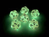 Luminary Borealis 20 Sided D20 Dice, 6 Pieces - Pink with Silver Numbers