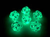 Luminary Borealis 20 Sided D20 Dice, 6 Pieces - Teal with Gold Numbers