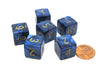 Scarab 15mm 6-Sided D6 Numbered Chessex Dice, 6 Pieces - Royal Blue with Gold