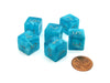 Cirrus 15mm 6-Sided D6 Numbered Chessex Dice, 6 Pieces - Aqua with Silver