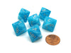 Cirrus 15mm 8 Sided D8 Chessex Dice, 6 Pieces - Aqua with Silver