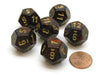 Scarab 18mm 12 Sided D12 Chessex Dice, 6 Pieces - Blue Blood with Gold