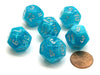 Cirrus 18mm 12 Sided D12 Chessex Dice, 6 Pieces - Aqua with Silver