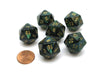 Scarab 20 Sided D20 Chessex Dice, 6 Pieces - Jade with Gold Numbers