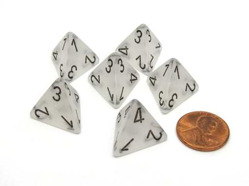 Frosted 18mm 4 Sided D4 Chessex Dice, 6 Pieces - Clear with Black