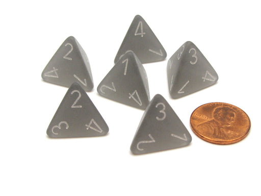 Frosted 18mm 4 Sided D4 Chessex Dice, 6 Pieces - Smoke with White