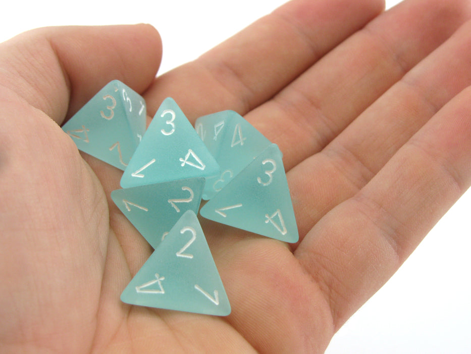 Frosted 18mm 4 Sided D4 Chessex Dice, 6 Pieces - Teal with White