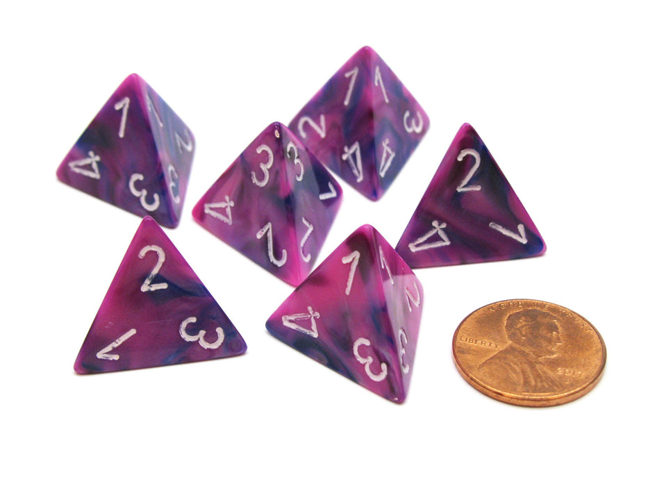Festive 18mm 4 Sided D4 Chessex Dice, 6 Pieces - Violet with White