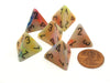 Festive 18mm 4 Sided D4 Chessex Dice, 6 Pieces - Circus with Black
