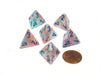Festive 18mm 4 Sided D4 Chessex Dice, 6 Pieces - Pop Art with Blue Numbers
