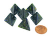 Festive 18mm 4 Sided D4 Chessex Dice, 6 Pieces - Green with Silver