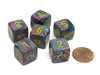 Festive 15mm 6 Sided D6 Chessex Dice, 6 Pieces - Mosaic with Yellow Numbers