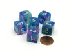 Festive 15mm 6-Sided D6 Numbered Chessex Dice, 6 Pieces - Waterlily with White