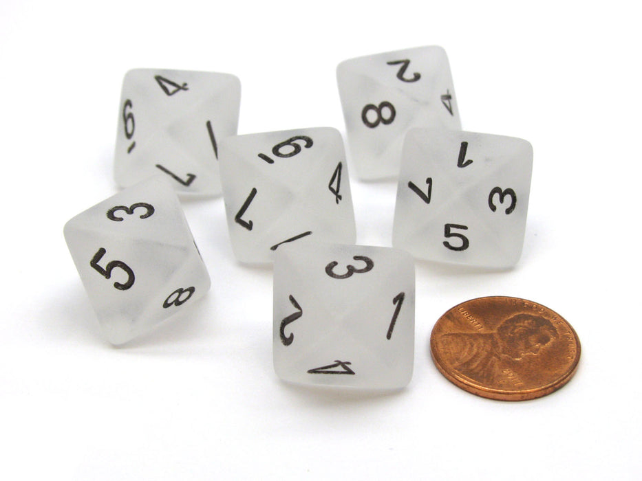 Frosted 15mm 8 Sided D8 Chessex Dice, 6 Pieces - Clear with Black
