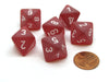 Frosted 15mm 8 Sided D8 Chessex Dice, 6 Pieces - Red with White