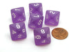 Frosted 15mm 8 Sided D8 Chessex Dice, 6 Pieces - Purple with White