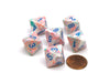 Festive 15mm 8 Sided D8 Chessex Dice, 6 Pieces - Pop Art with Blue Numbers