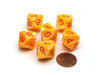 Festive 16mm D10 (0-9) Chessex Dice, 6 Pieces - Sunburst with Red Numbers