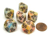Festive 16mm Tens D10 (00-90) Chessex Dice, 6 Pieces - Circus with Black Numbers