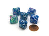 Festive 16mm Tens D10 (00-90) Chessex Dice, 6 Pieces - Waterlily with White