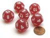 Frosted 18mm 12 Sided D12 Chessex Dice, 6 Pieces - Red with White
